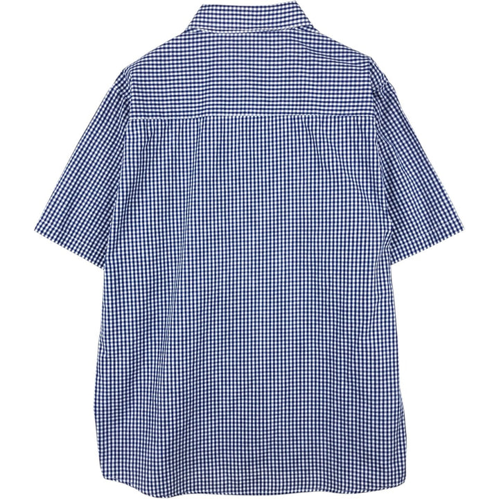 AVIREX Gingham Check Short-Sleeve Cotton Check Shirt, Men's Size XL (approx.) cotton blue type Vintage Second Hand