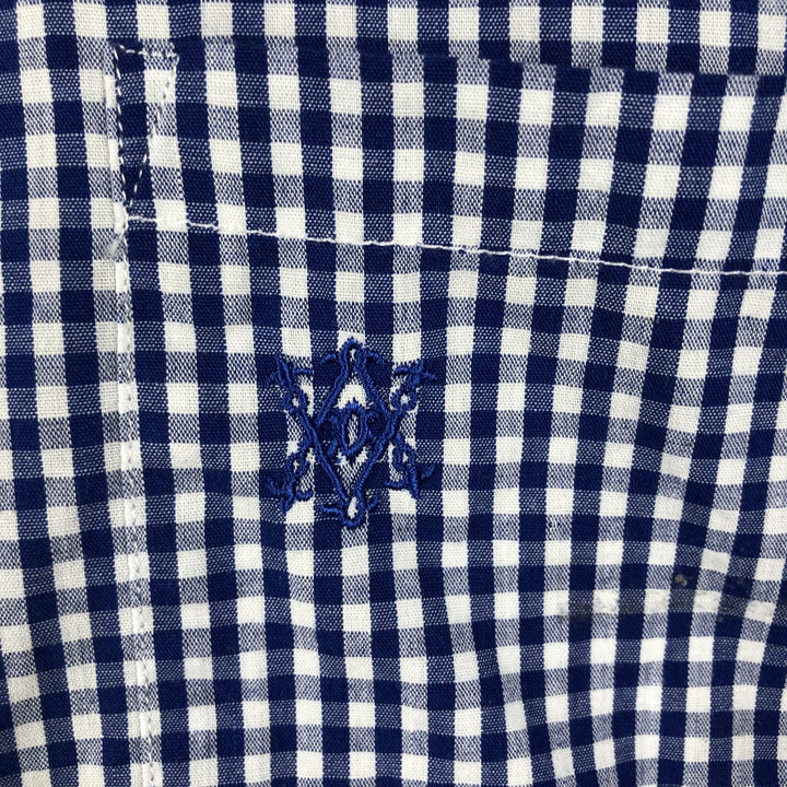 AVIREX Gingham Check Short-Sleeve Cotton Check Shirt, Men's Size XL (approx.) cotton blue type Vintage Second Hand