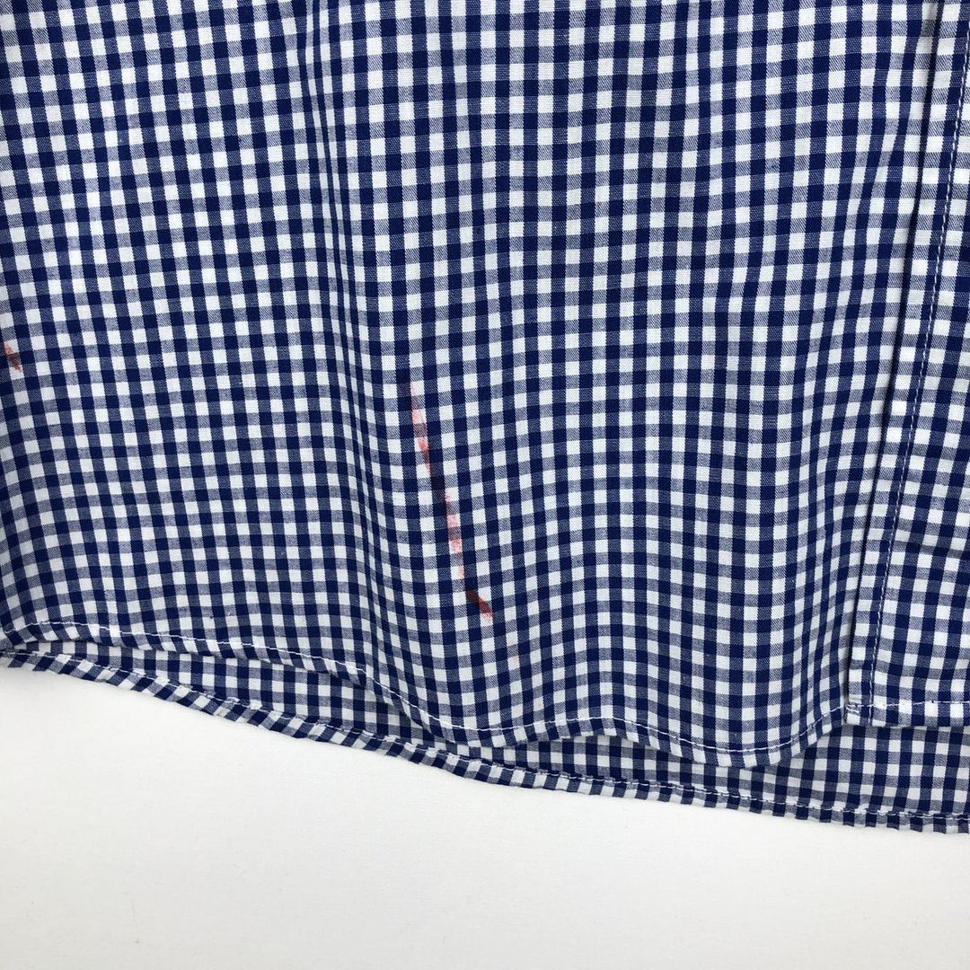 AVIREX Gingham Check Short-Sleeve Cotton Check Shirt, Men's Size XL (approx.) cotton blue type Vintage Second Hand