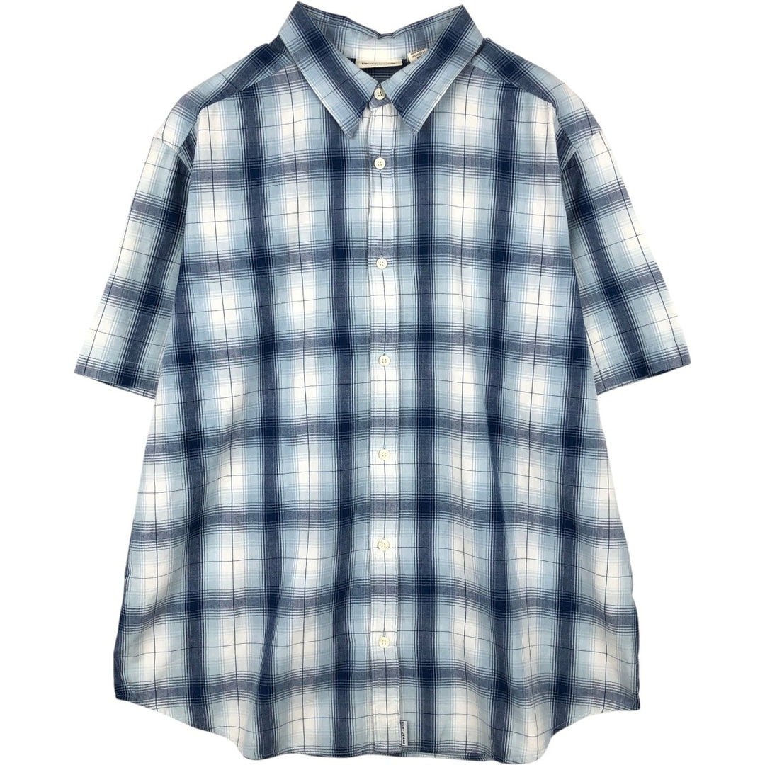 DKNY Jeans Ombre Check Short-Sleeve Cotton Check Shirt (Men's Size XL) cotton Blue type light blue Vintage Second Hand