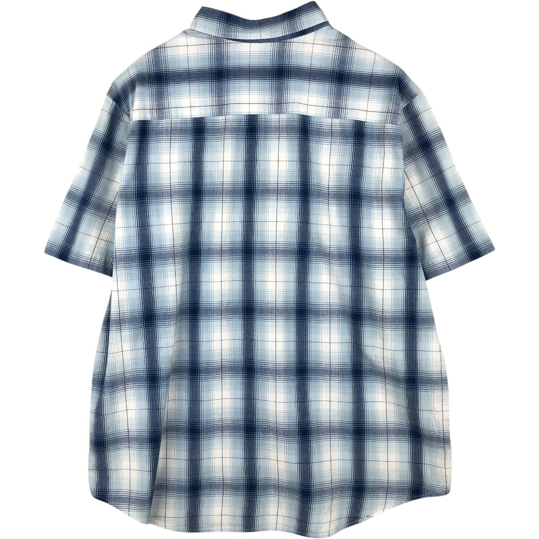 DKNY Jeans Ombre Check Short-Sleeve Cotton Check Shirt (Men's Size XL) cotton Blue type light blue Vintage Second Hand