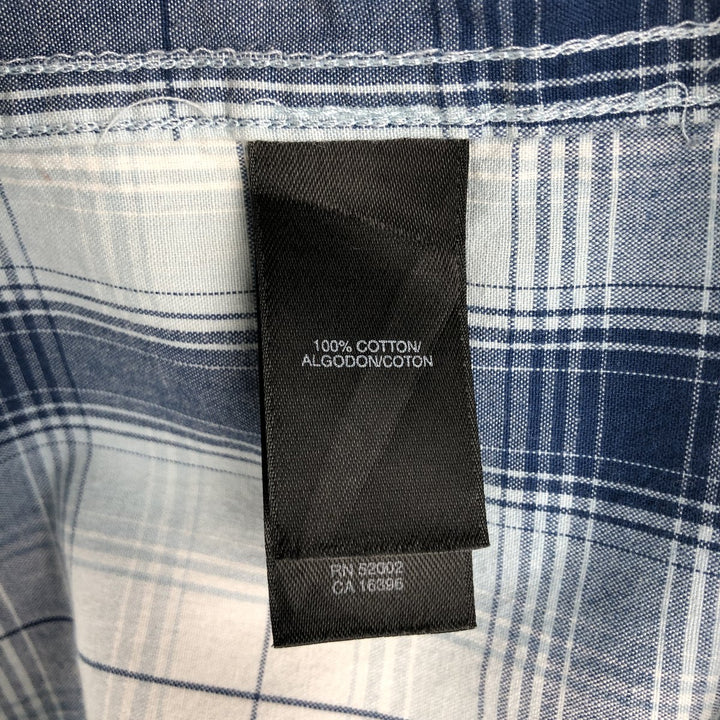 DKNY Jeans Ombre Check Short-Sleeve Cotton Check Shirt (Men's Size XL) cotton Blue type light blue Vintage Second Hand