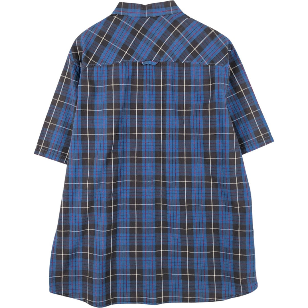 Pendleton Santiam Short-Sleeve Cotton Check Shirt (Men's Size XL) cotton navy blue type Vintage Second Hand