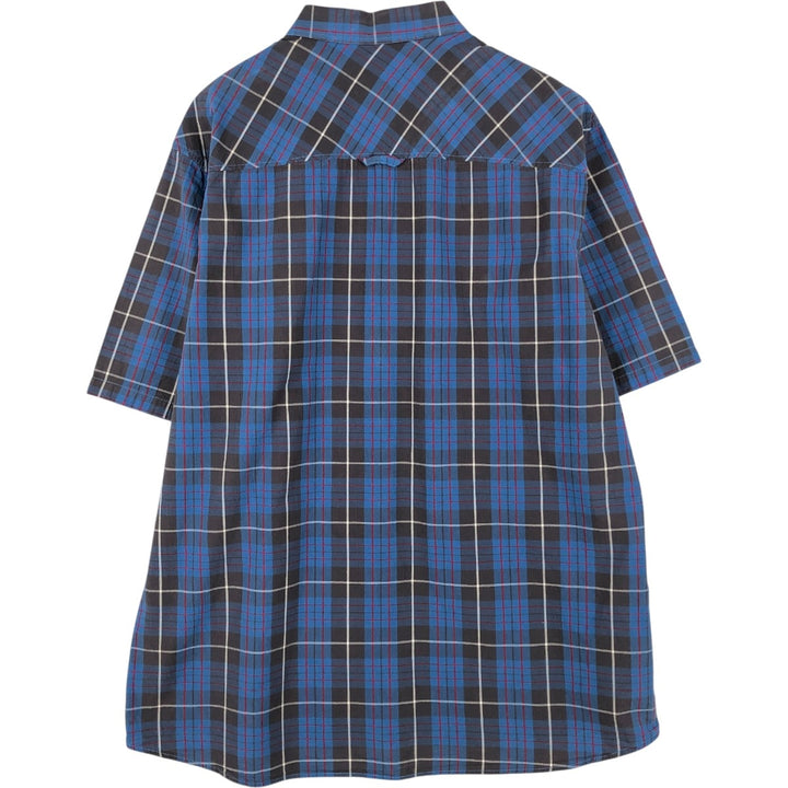 Pendleton Santiam Short-Sleeve Cotton Check Shirt (Men's Size XL) cotton navy blue type Vintage Second Hand
