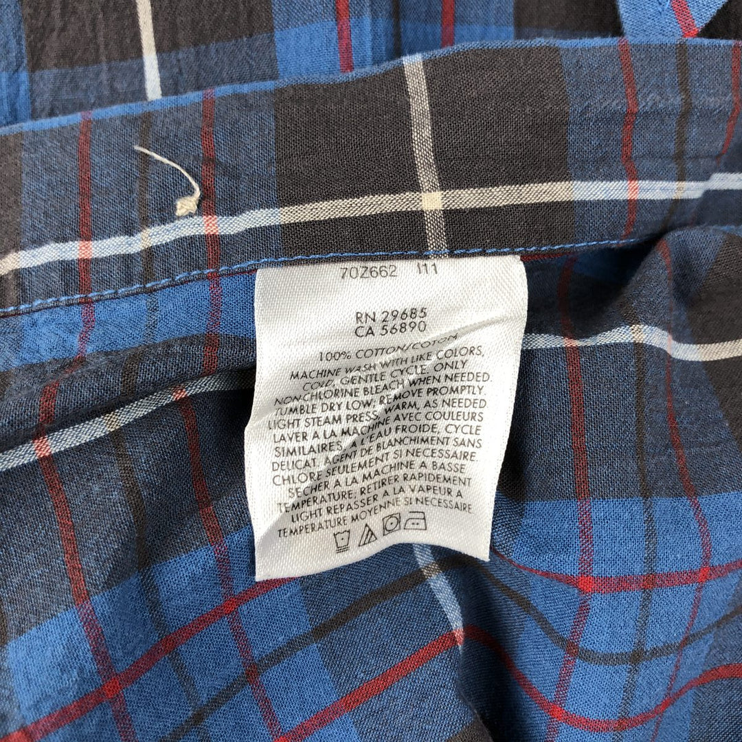 Pendleton Santiam Short-Sleeve Cotton Check Shirt (Men's Size XL) cotton navy blue type Vintage Second Hand