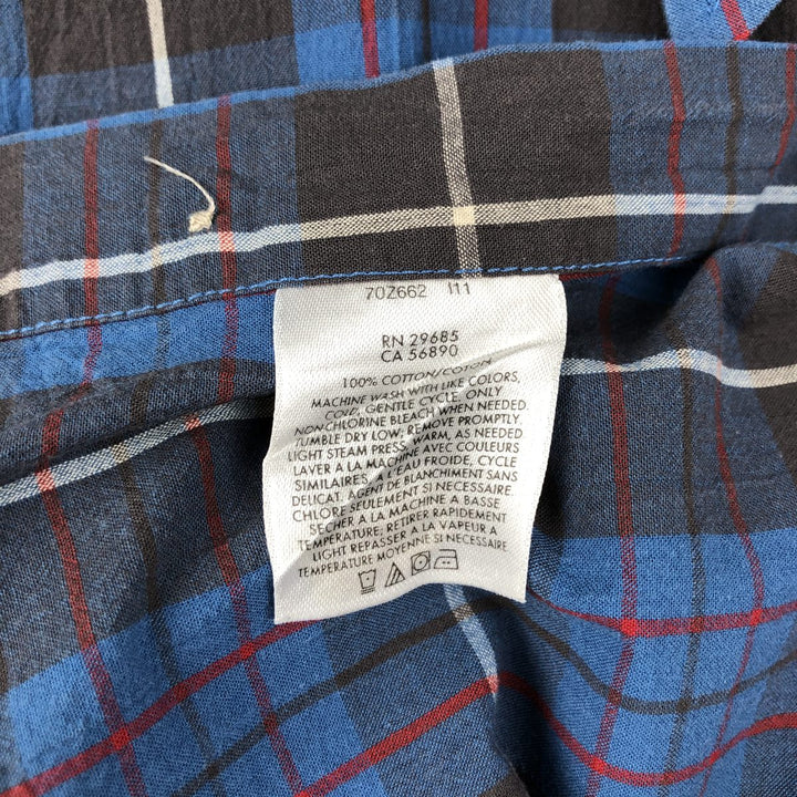 Pendleton Santiam Short-Sleeve Cotton Check Shirt (Men's Size XL) cotton navy blue type Vintage Second Hand
