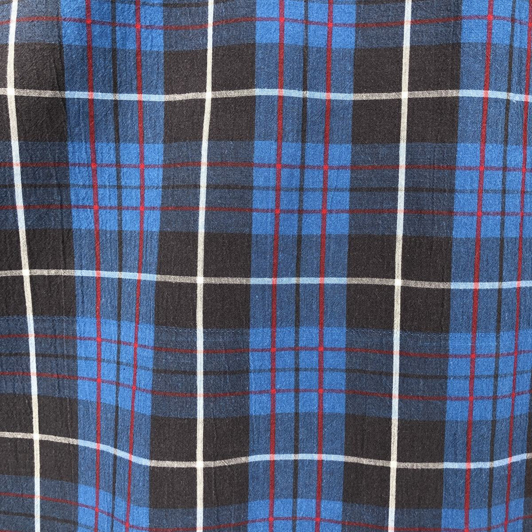 Pendleton Santiam Short-Sleeve Cotton Check Shirt (Men's Size XL) cotton navy blue type Vintage Second Hand