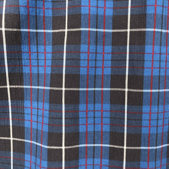 Pendleton Santiam Short-Sleeve Cotton Check Shirt (Men's Size XL) cotton navy blue type Vintage Second Hand