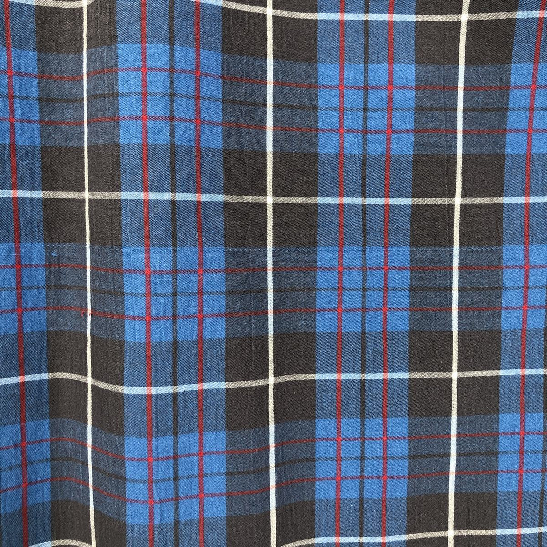Pendleton Santiam Short-Sleeve Cotton Check Shirt (Men's Size XL) cotton navy blue type Vintage Second Hand