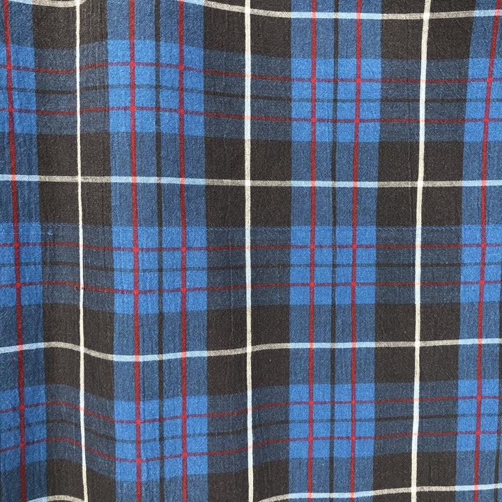 Pendleton Santiam Short-Sleeve Cotton Check Shirt (Men's Size XL) cotton navy blue type Vintage Second Hand