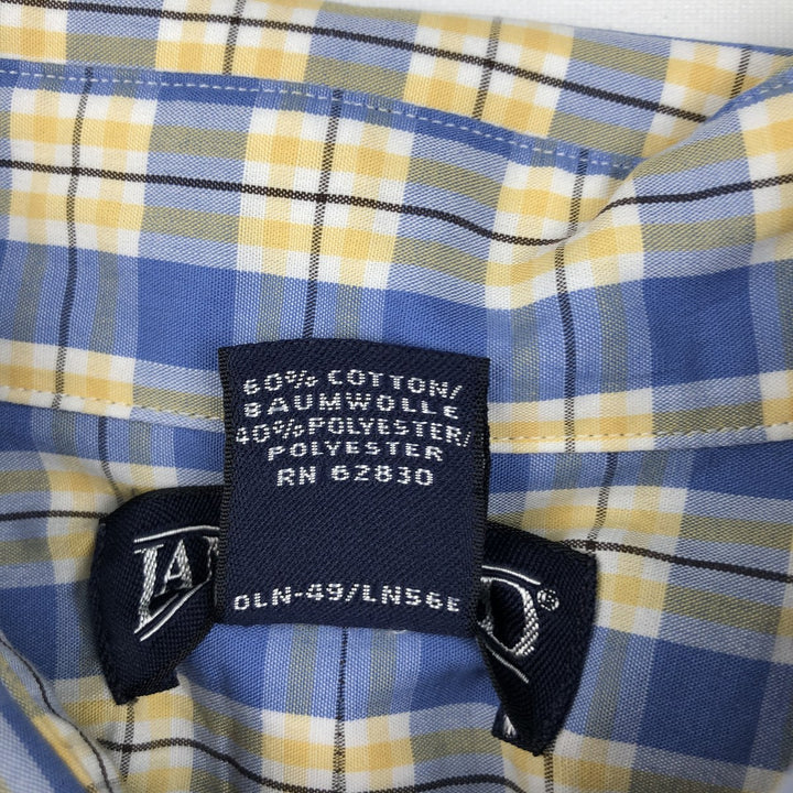 ~2000'S Lands' End Short-Sleeve Button-Down Check Shirt, Men's Size L (approx.) cotton blue type Vintage Second Hand
