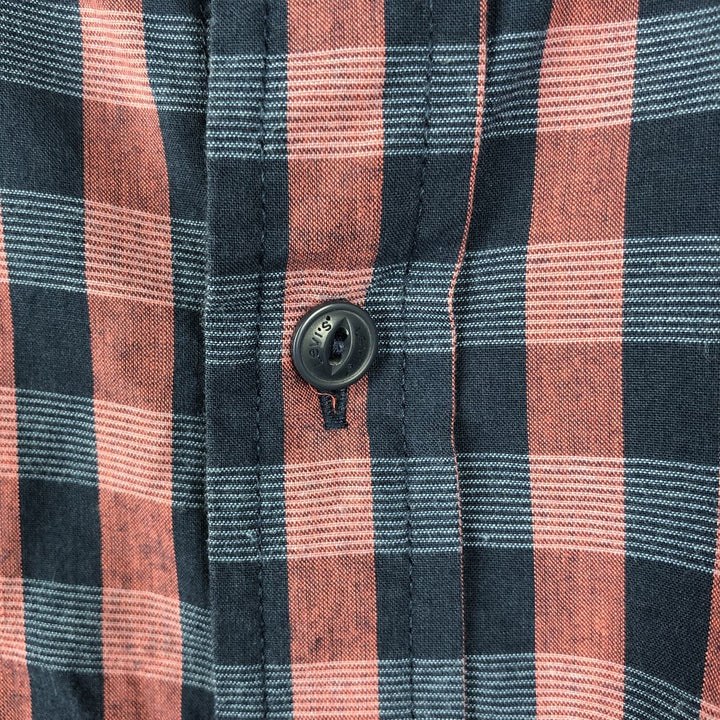 Levi's short-sleeved button-down check shirt, men's size L (approx.) cotton red type Vintage Second Hand
