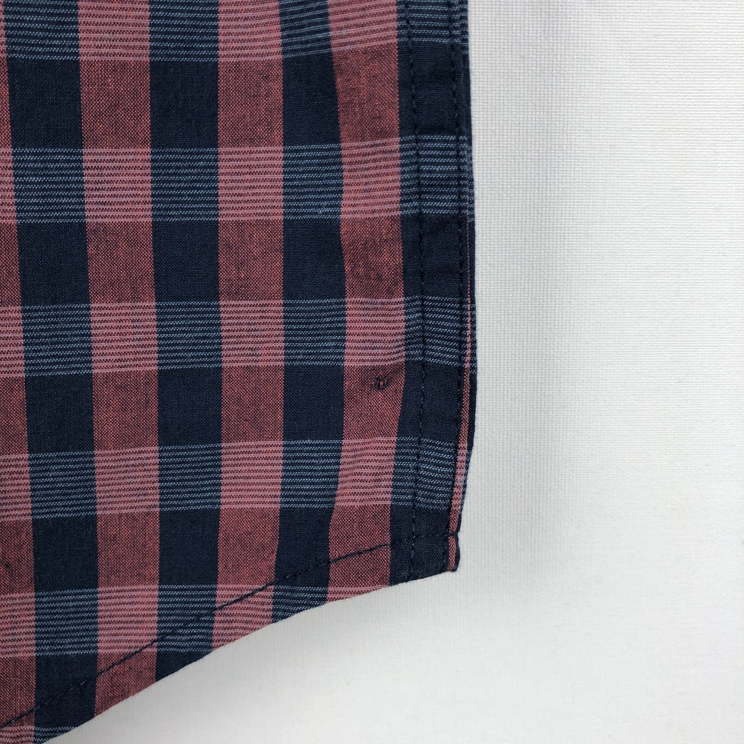 Levi's short-sleeved button-down check shirt, men's size L (approx.) cotton red type Vintage Second Hand