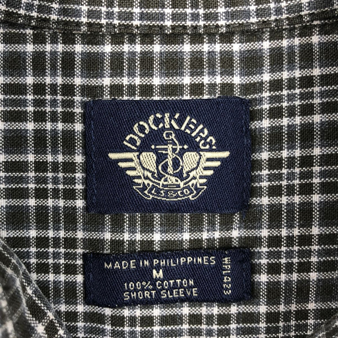 Dockers short-sleeved button-down check shirt, men's size M (approx.) cotton brown type Vintage Second Hand