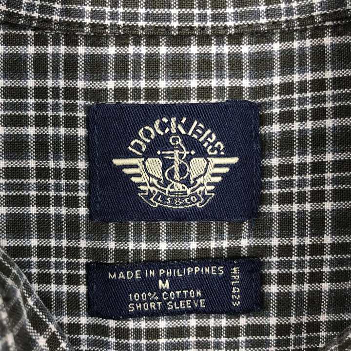 Dockers short-sleeved button-down check shirt, men's size M (approx.) cotton brown type Vintage Second Hand