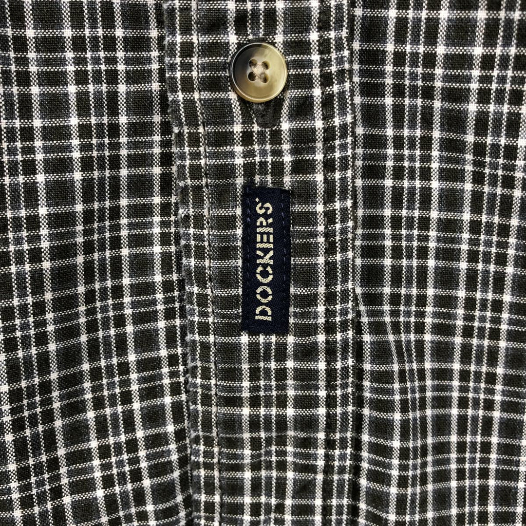 Dockers short-sleeved button-down check shirt, men's size M (approx.) cotton brown type Vintage Second Hand