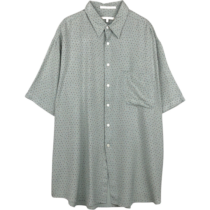 Perry Ellis All-over Print Short Sleeve Silk Shirt, Men's XL silk Mint green Vintage Second Hand