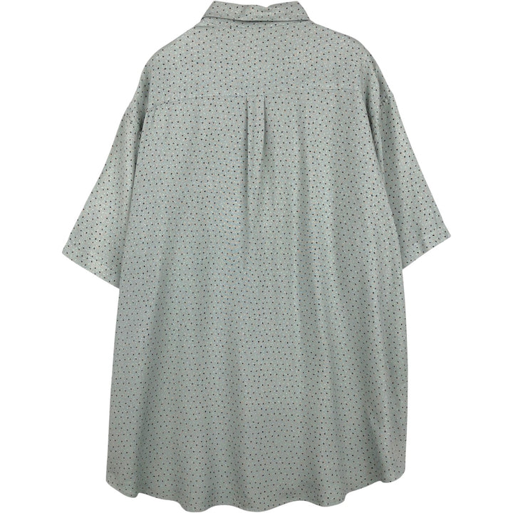 Perry Ellis All-over Print Short Sleeve Silk Shirt, Men's XL silk Mint green Vintage Second Hand