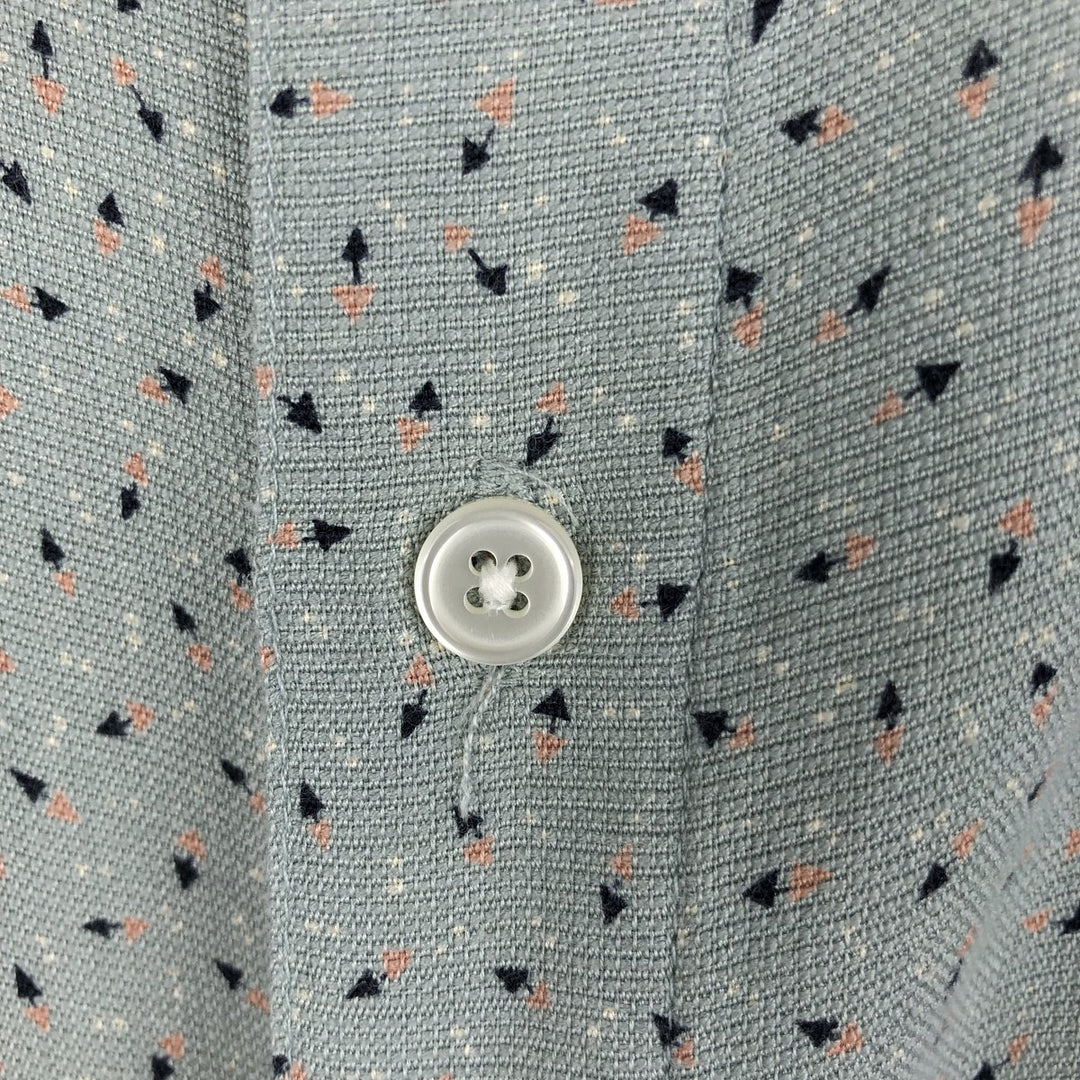 Perry Ellis All-over Print Short Sleeve Silk Shirt, Men's XL silk Mint green Vintage Second Hand