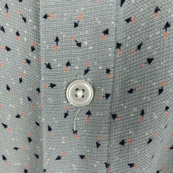 Perry Ellis All-over Print Short Sleeve Silk Shirt, Men's XL silk Mint green Vintage Second Hand