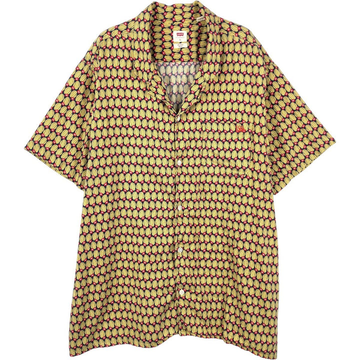 Levi's RELAXED RELAX All-over print short-sleeved open-collar shirt, boxy style, men's size XL equivalent. Tencel yellow type Vintage Second Hand
