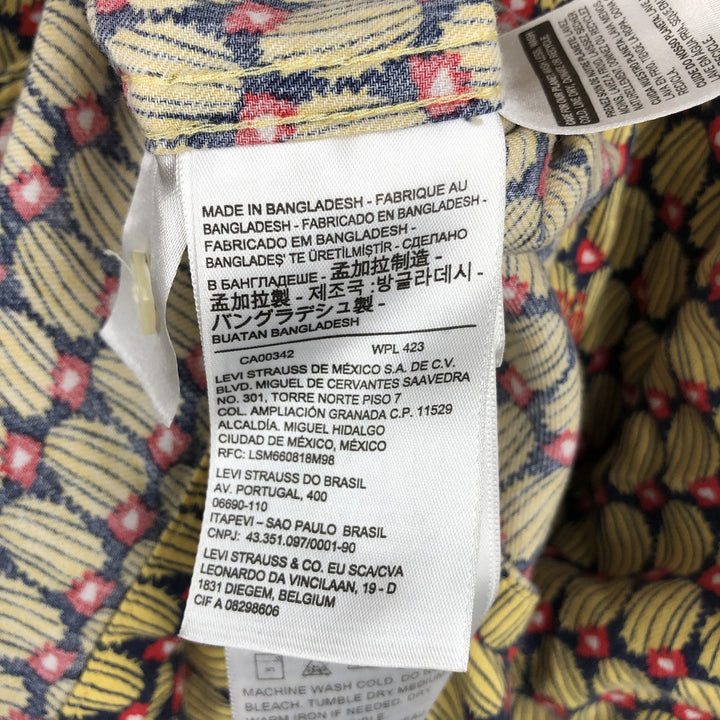 Levi's RELAXED RELAX All-over print short-sleeved open-collar shirt, boxy style, men's size XL equivalent. Tencel yellow type Vintage Second Hand