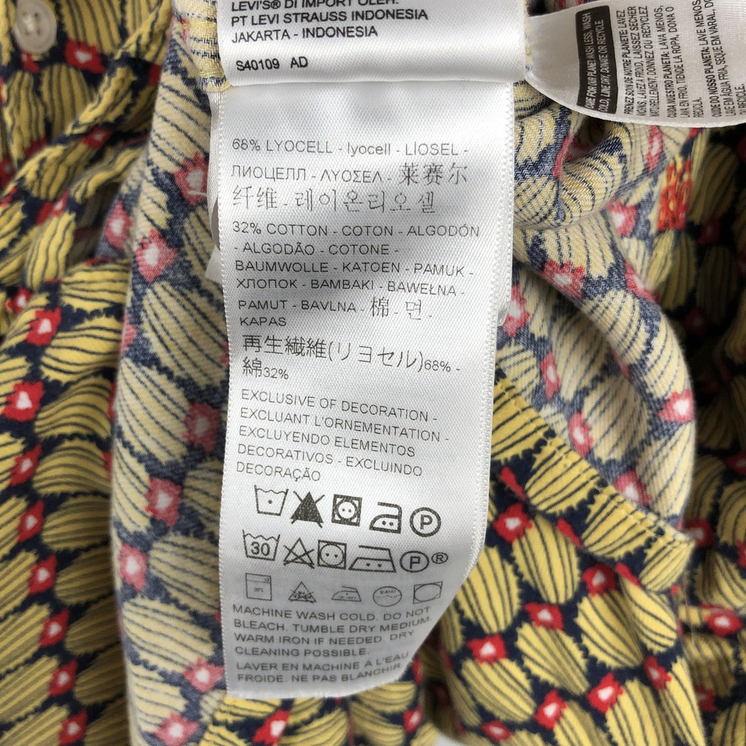 Levi's RELAXED RELAX All-over print short-sleeved open-collar shirt, boxy style, men's size XL equivalent. Tencel yellow type Vintage Second Hand