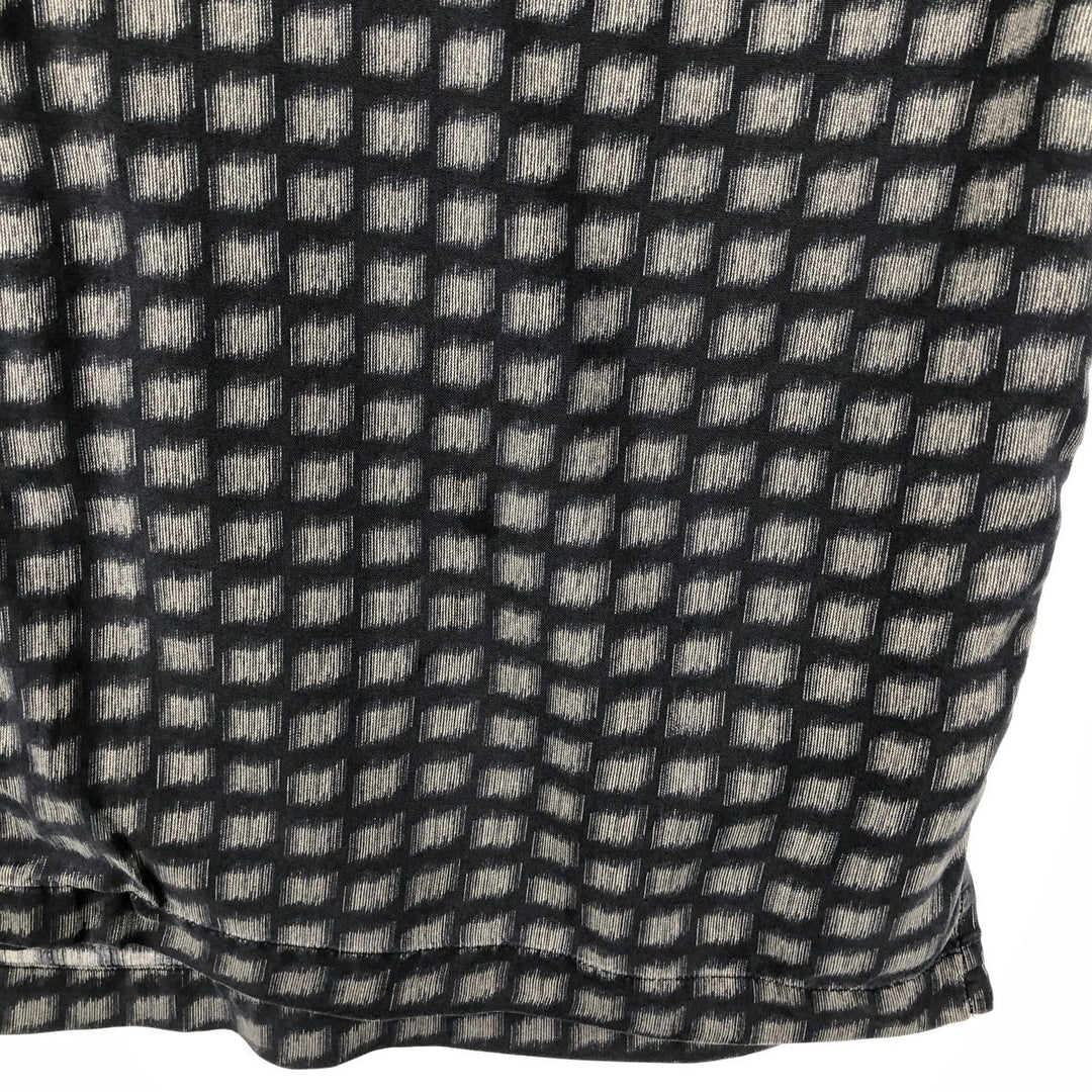 Perry Ellis all-over print short-sleeved open-collar silk shirt, boxy fit, men's size L (approx.) silk black type Vintage Second Hand