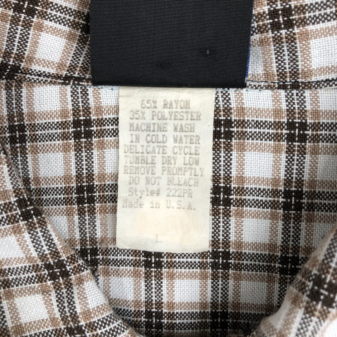 MISSION Check Pattern Short-Sleeve Rayon Shirt, Boxy Shirt, Made in USA, Men's Size L (Equivalent), Vintage Rayon white type Vintage Second Hand