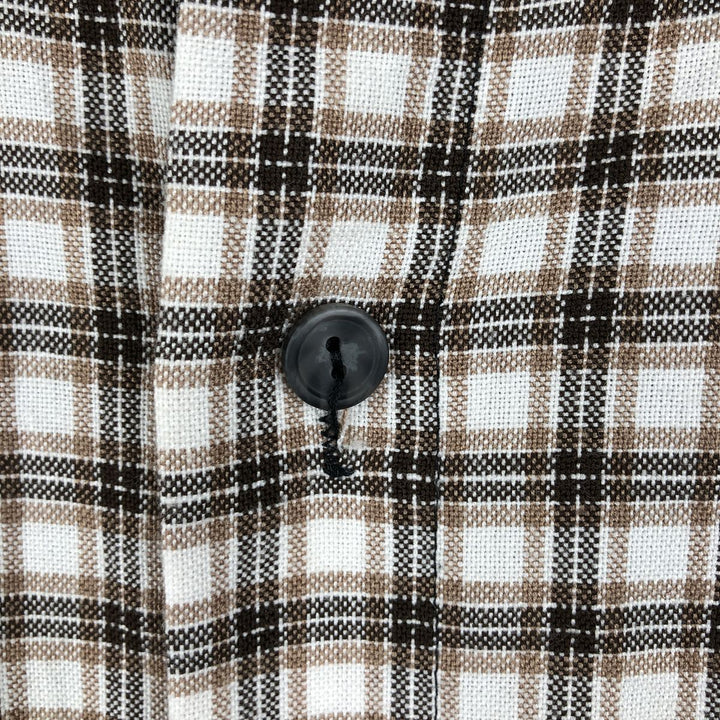 MISSION Check Pattern Short-Sleeve Rayon Shirt, Boxy Shirt, Made in USA, Men's Size L (Equivalent), Vintage Rayon white type Vintage Second Hand