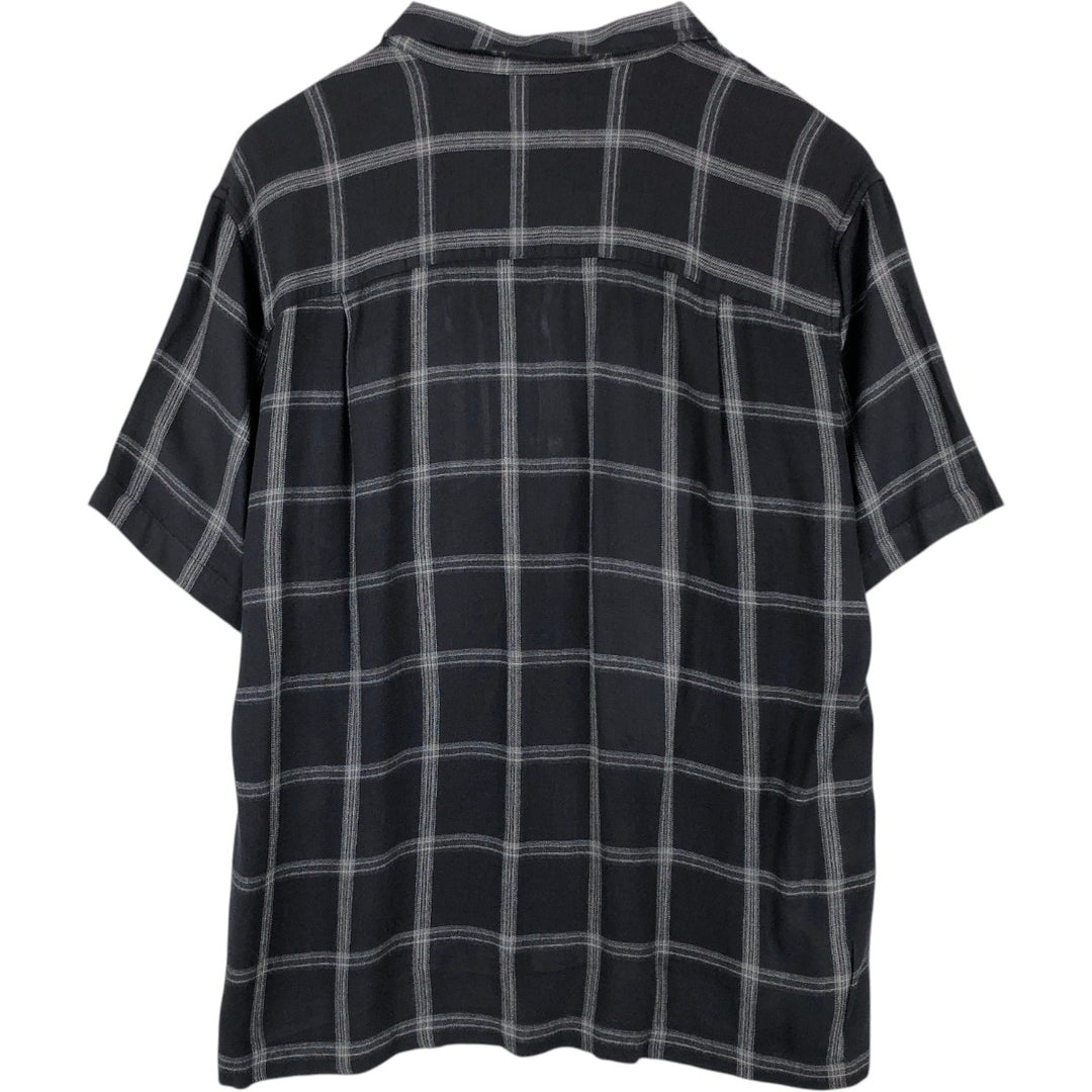 Arrow Check Pattern Short-Sleeve Open Collar Shirt, Boxy Shirt, Men's Size L (approx.) Bamboo black type Vintage Second Hand