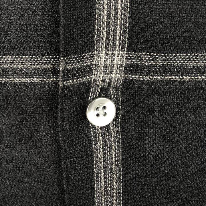 Arrow Check Pattern Short-Sleeve Open Collar Shirt, Boxy Shirt, Men's Size L (approx.) Bamboo black type Vintage Second Hand