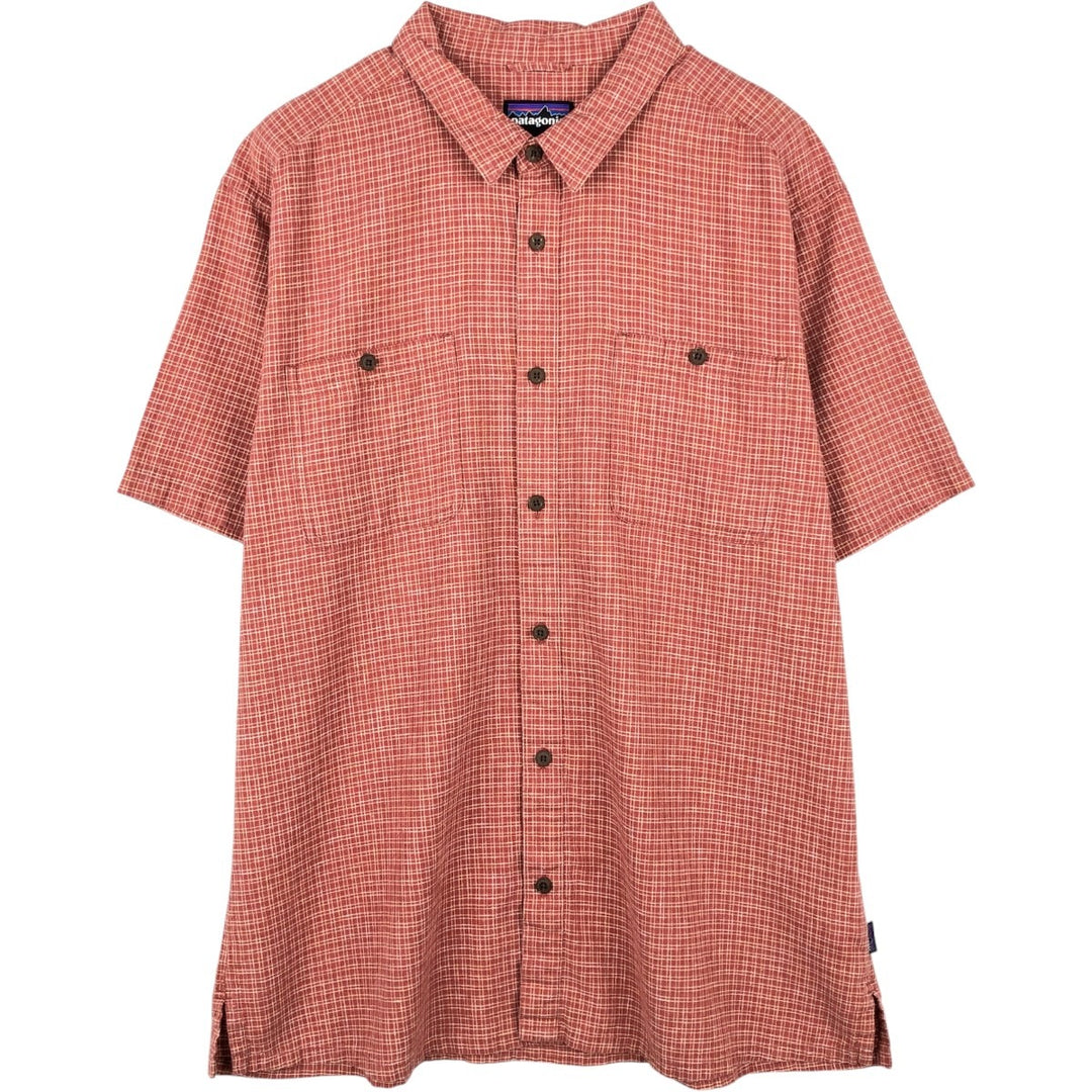 Patagonia 53139SP20 Backstep Shirt, Check Pattern, Short Sleeve, Hemp Shirt, Boxy Shirt, Men's XL Equivalent Hemp red type Vintage Second Hand