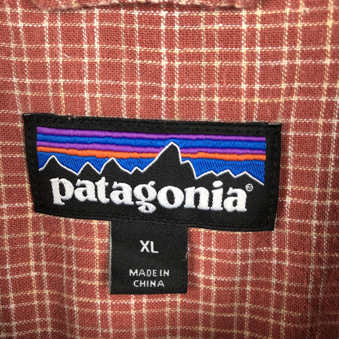 Patagonia 53139SP20 Backstep Shirt, Check Pattern, Short Sleeve, Hemp Shirt, Boxy Shirt, Men's XL Equivalent Hemp red type Vintage Second Hand