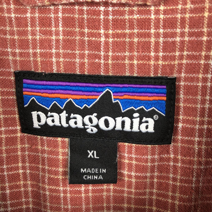 Patagonia 53139SP20 Backstep Shirt, Check Pattern, Short Sleeve, Hemp Shirt, Boxy Shirt, Men's XL Equivalent Hemp red type Vintage Second Hand