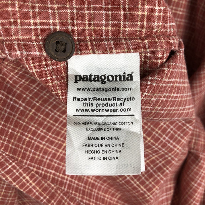 Patagonia 53139SP20 Backstep Shirt, Check Pattern, Short Sleeve, Hemp Shirt, Boxy Shirt, Men's XL Equivalent Hemp red type Vintage Second Hand