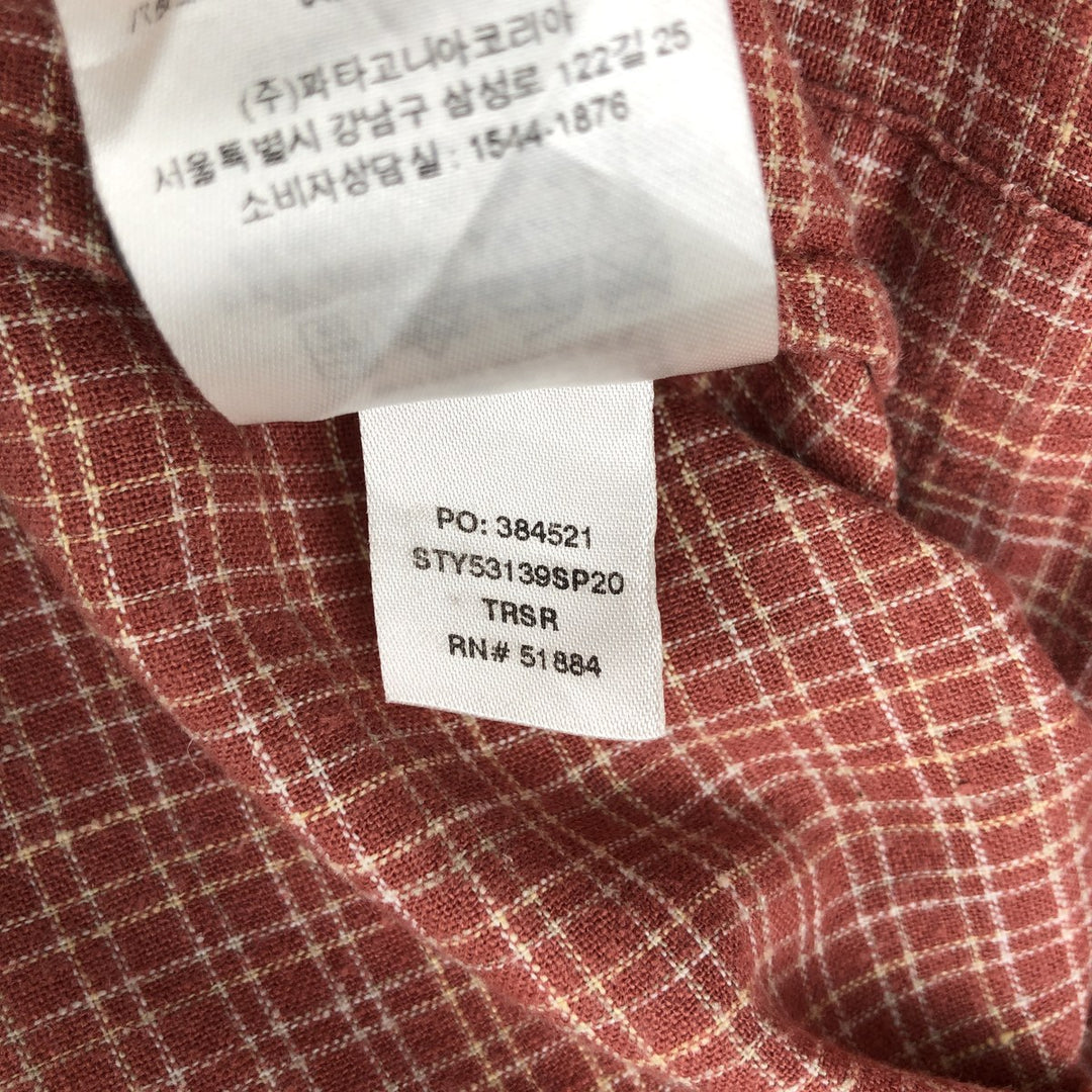 Patagonia 53139SP20 Backstep Shirt, Check Pattern, Short Sleeve, Hemp Shirt, Boxy Shirt, Men's XL Equivalent Hemp red type Vintage Second Hand