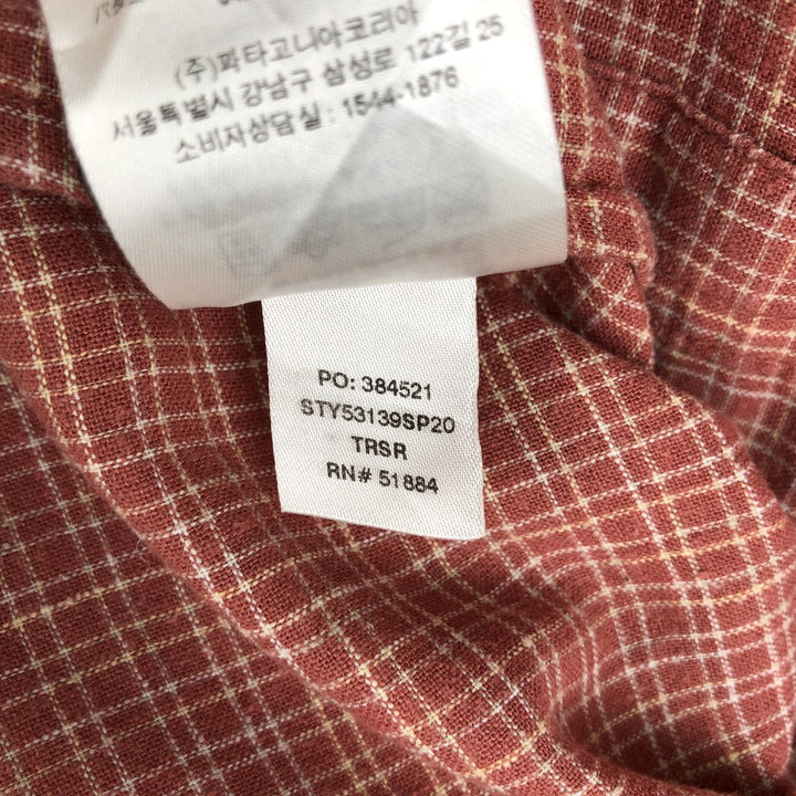 Patagonia 53139SP20 Backstep Shirt, Check Pattern, Short Sleeve, Hemp Shirt, Boxy Shirt, Men's XL Equivalent Hemp red type Vintage Second Hand