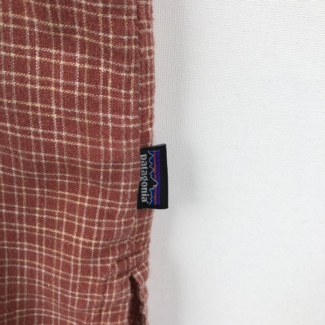 Patagonia 53139SP20 Backstep Shirt, Check Pattern, Short Sleeve, Hemp Shirt, Boxy Shirt, Men's XL Equivalent Hemp red type Vintage Second Hand