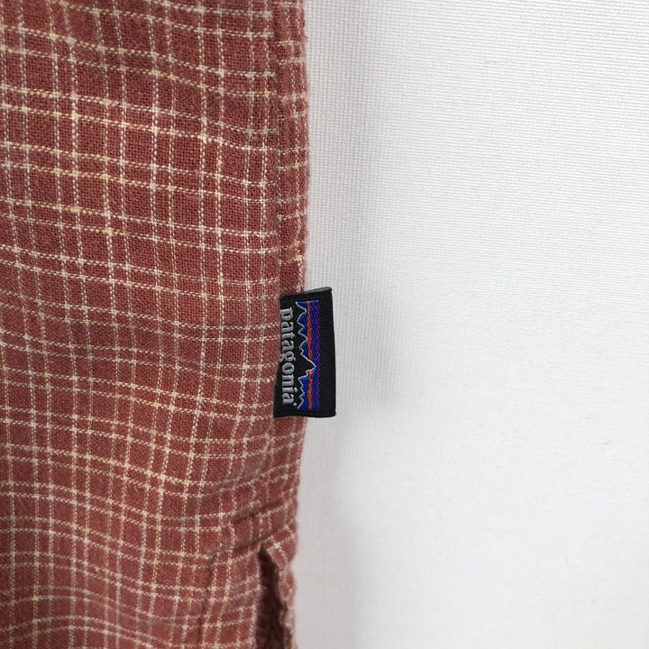 Patagonia 53139SP20 Backstep Shirt, Check Pattern, Short Sleeve, Hemp Shirt, Boxy Shirt, Men's XL Equivalent Hemp red type Vintage Second Hand