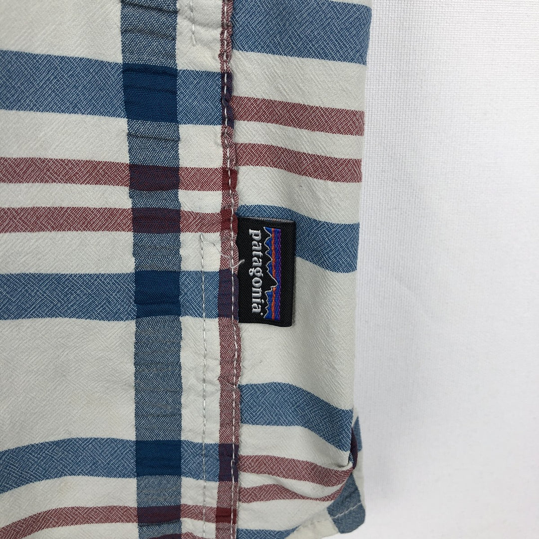 Patagonia seersucker short-sleeve check shirt, men's size M (approx.) unclear gray type Vintage Second Hand