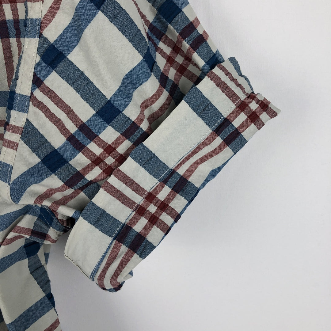 Patagonia seersucker short-sleeve check shirt, men's size M (approx.) unclear gray type Vintage Second Hand