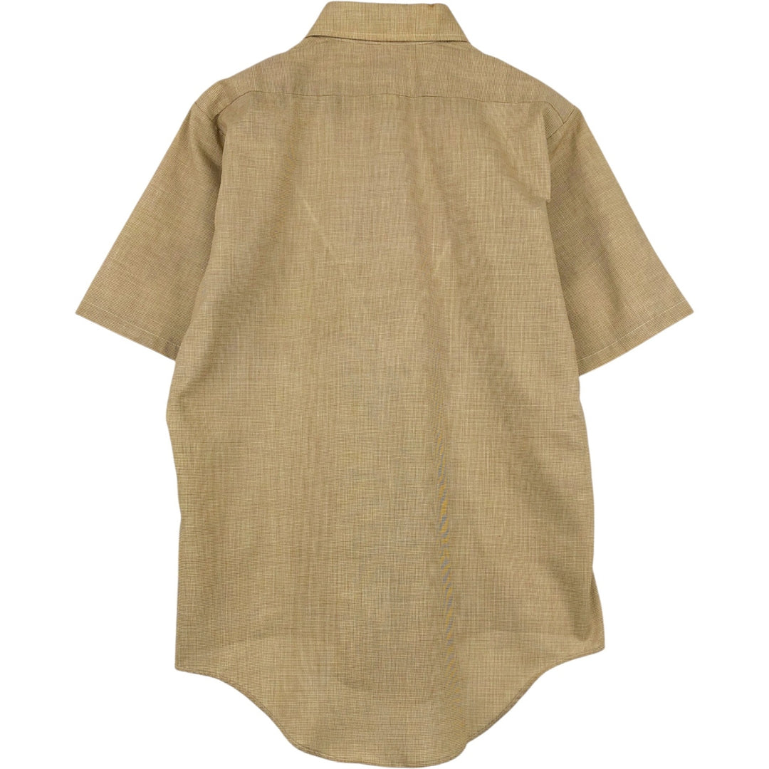 70'S TORQUE Houndstooth Pattern Short-Sleeve Poly-Cotton Shirt, Men's Size M (Equivalent), Vintage polyester Beige type Vintage Second Hand