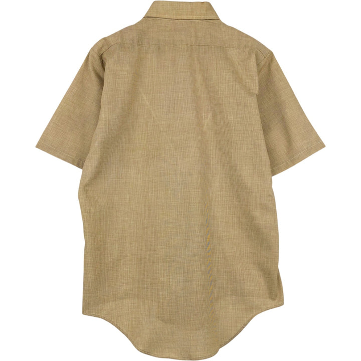 70'S TORQUE Houndstooth Pattern Short-Sleeve Poly-Cotton Shirt, Men's Size M (Equivalent), Vintage polyester Beige type Vintage Second Hand