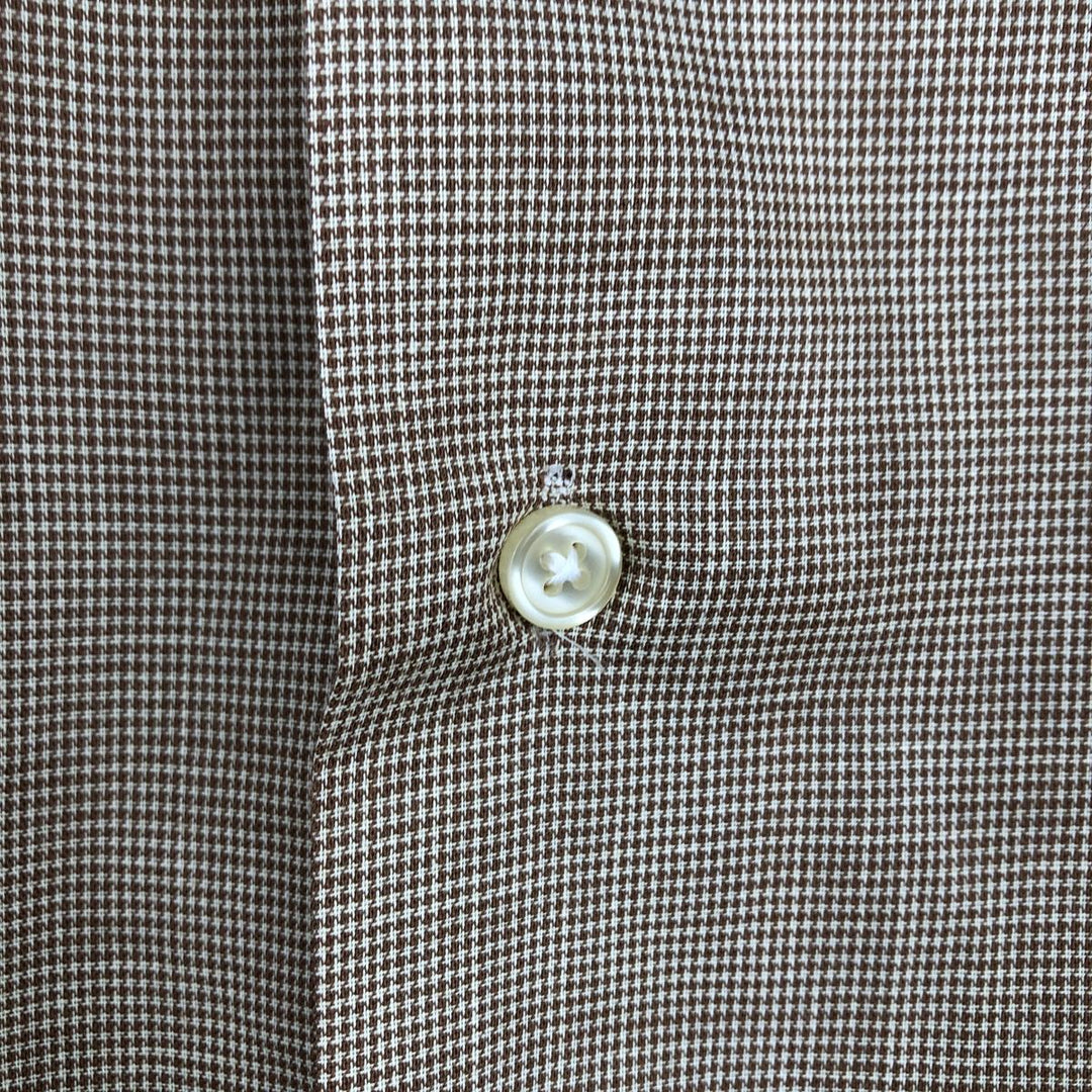 70'S TORQUE Houndstooth Pattern Short-Sleeve Poly-Cotton Shirt, Men's Size M (Equivalent), Vintage polyester Beige type Vintage Second Hand