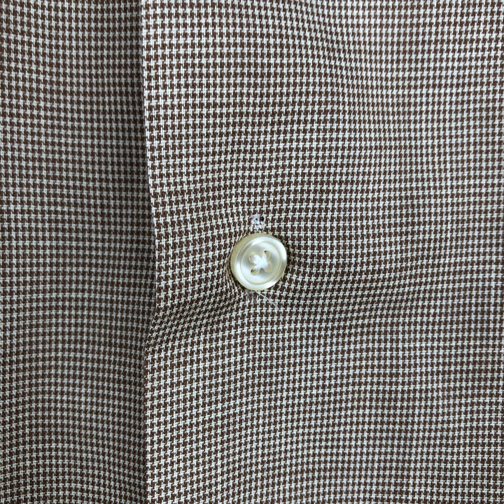 70'S TORQUE Houndstooth Pattern Short-Sleeve Poly-Cotton Shirt, Men's Size M (Equivalent), Vintage polyester Beige type Vintage Second Hand