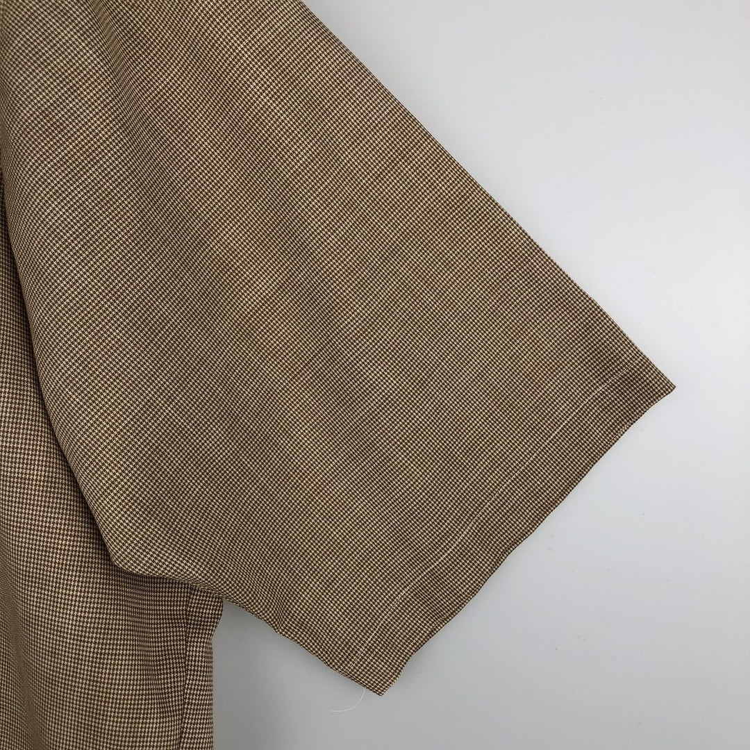 70'S TORQUE Houndstooth Pattern Short-Sleeve Poly-Cotton Shirt, Men's Size M (Equivalent), Vintage polyester Beige type Vintage Second Hand
