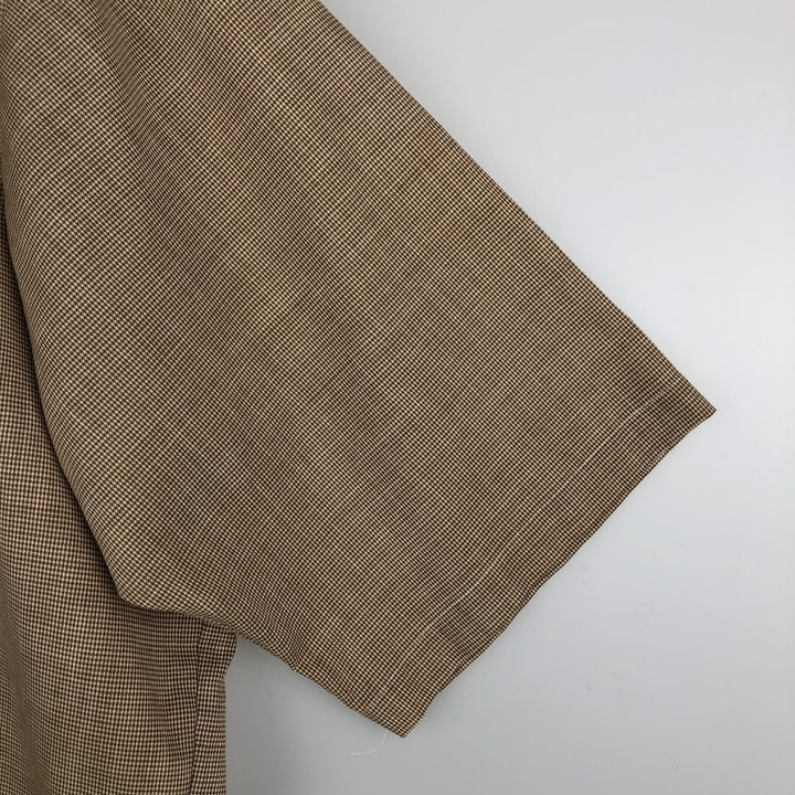 70'S TORQUE Houndstooth Pattern Short-Sleeve Poly-Cotton Shirt, Men's Size M (Equivalent), Vintage polyester Beige type Vintage Second Hand