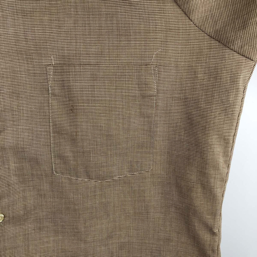 70'S TORQUE Houndstooth Pattern Short-Sleeve Poly-Cotton Shirt, Men's Size M (Equivalent), Vintage polyester Beige type Vintage Second Hand