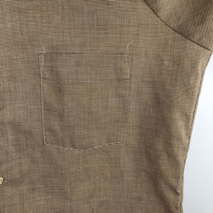 70'S TORQUE Houndstooth Pattern Short-Sleeve Poly-Cotton Shirt, Men's Size M (Equivalent), Vintage polyester Beige type Vintage Second Hand
